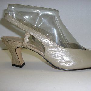 VTG 70's Cressa Beige Slingback snake heel 8.5